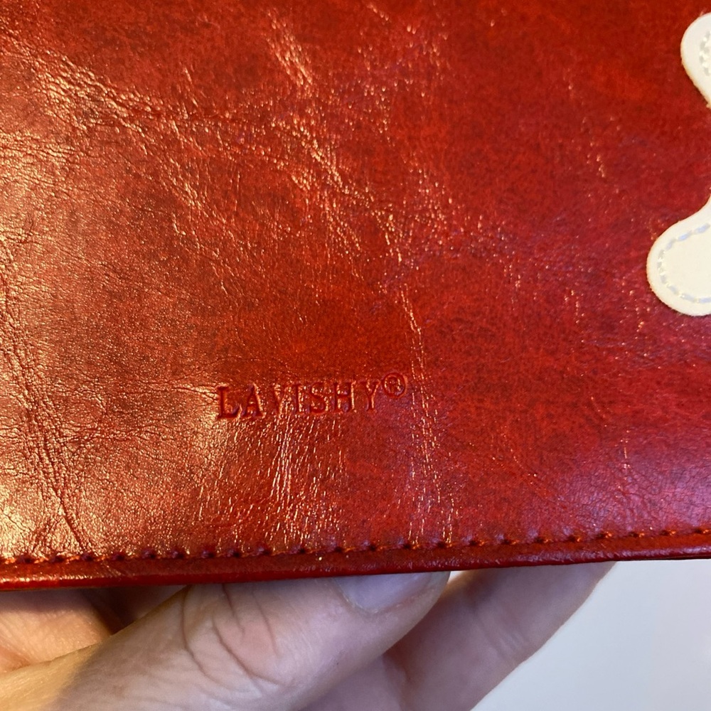Lavishy Red Leather Dog Vegan Wallet - Picture 3 of 8
